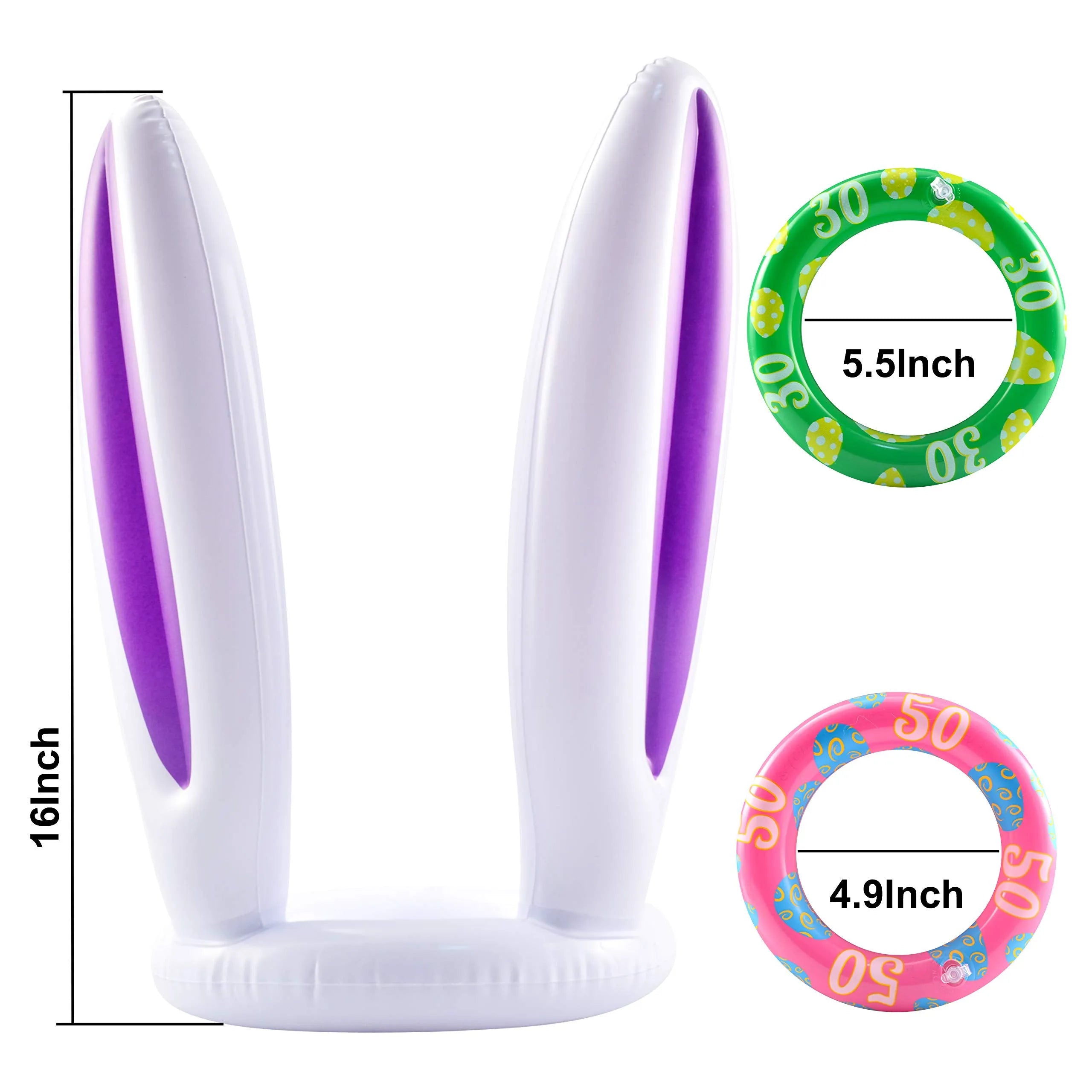 2 Sets Inflatable Bunny Ears Ring Toss Game for Indoor & Outdoor Party