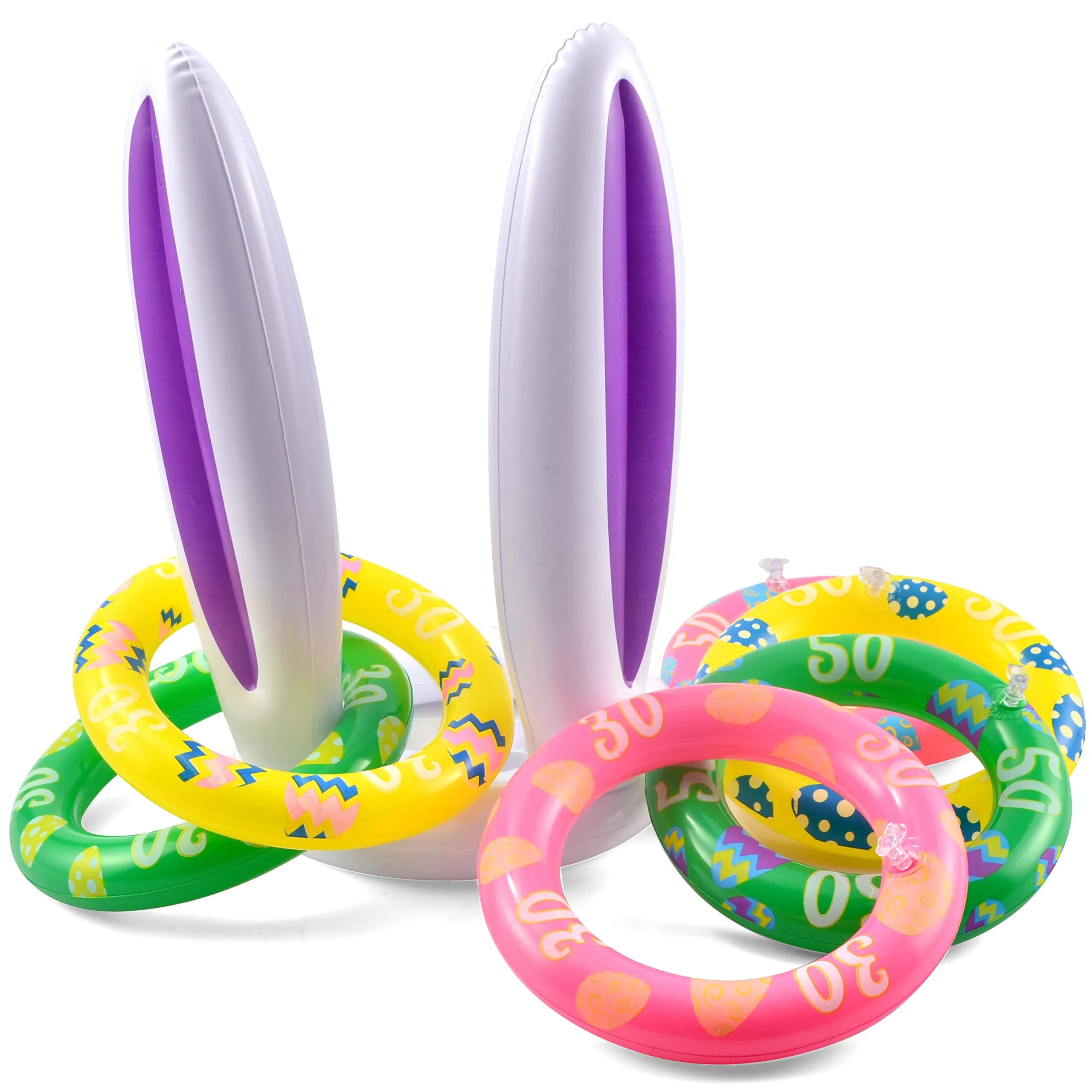 2 Sets Inflatable Bunny Ears Ring Toss Game for Indoor & Outdoor Party