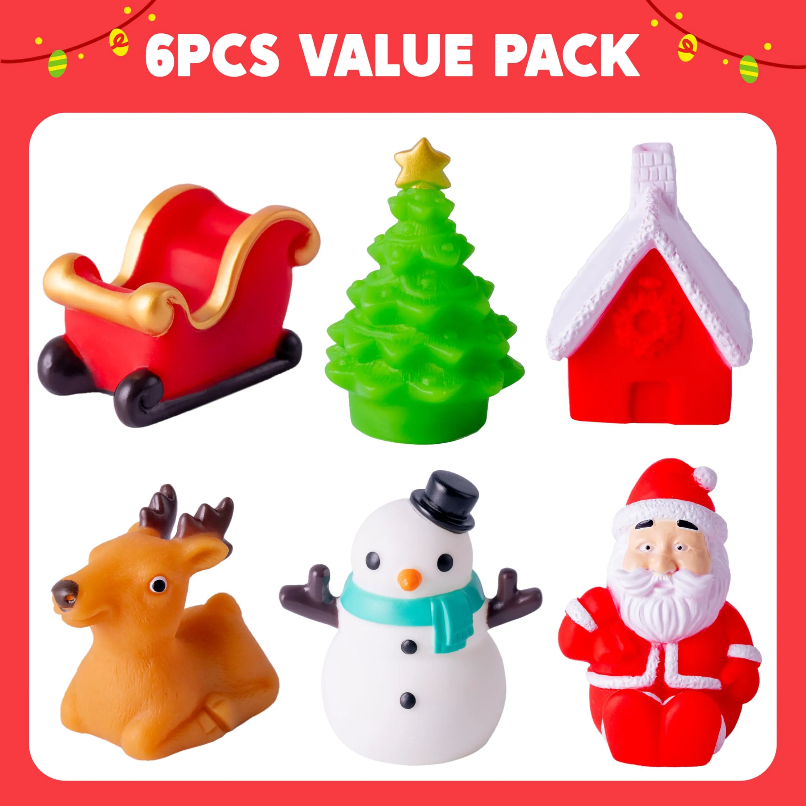 6 Pack Christmas Light Up Bath Toys
