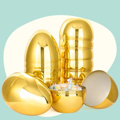 6 Large Gold Easter Eggs, 6-Inch Jumbo Plastic Fillable Eggs for Easter Hunt