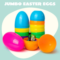 6-Pack 7-Inch Jumbo Colorful Plastic Easter Egg Shells for Easter Egg Hunt