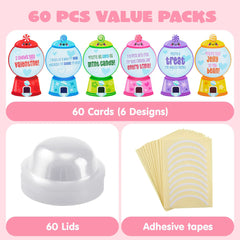 60 Pcs Valentine’s Day Candy Dispenser Cards with Craft Treat Holders