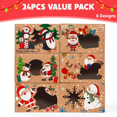 24-Pack Christmas Cookie Boxes for Gift Giving