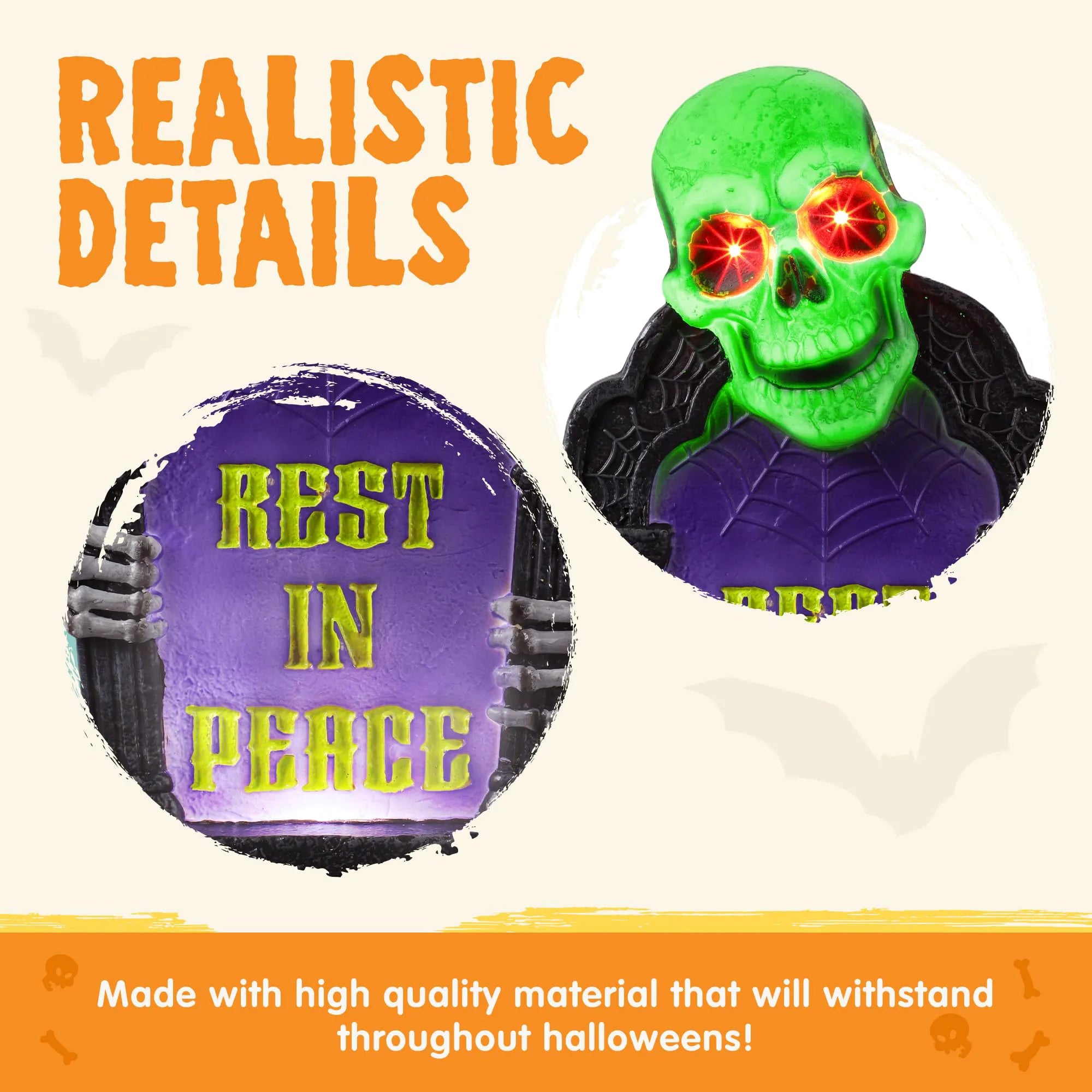 3D Plastic Tombstone for Outdoor Halloween Graveyard Decor