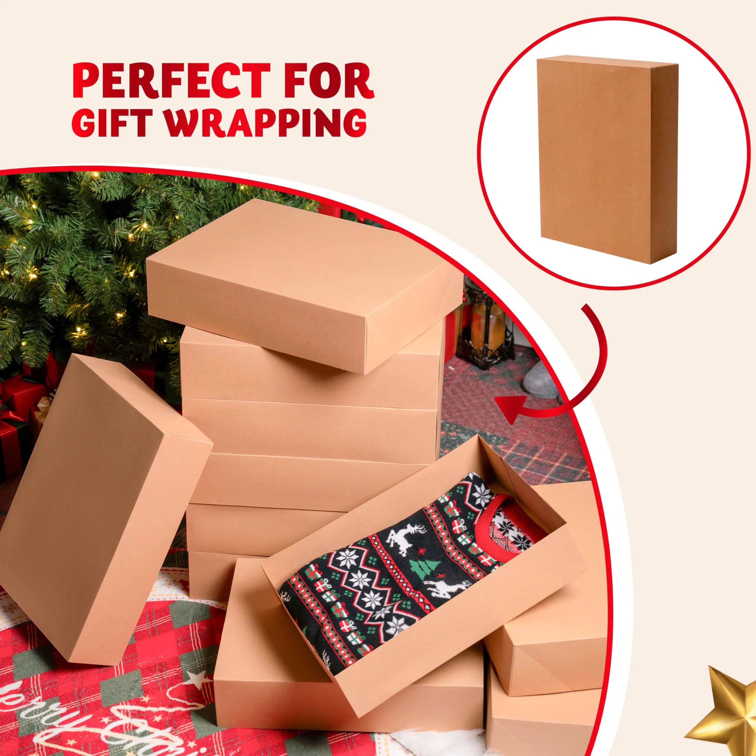 12 Pack 17" x 13" x 4" Large Christmas Gift Boxes with Lids for Presents