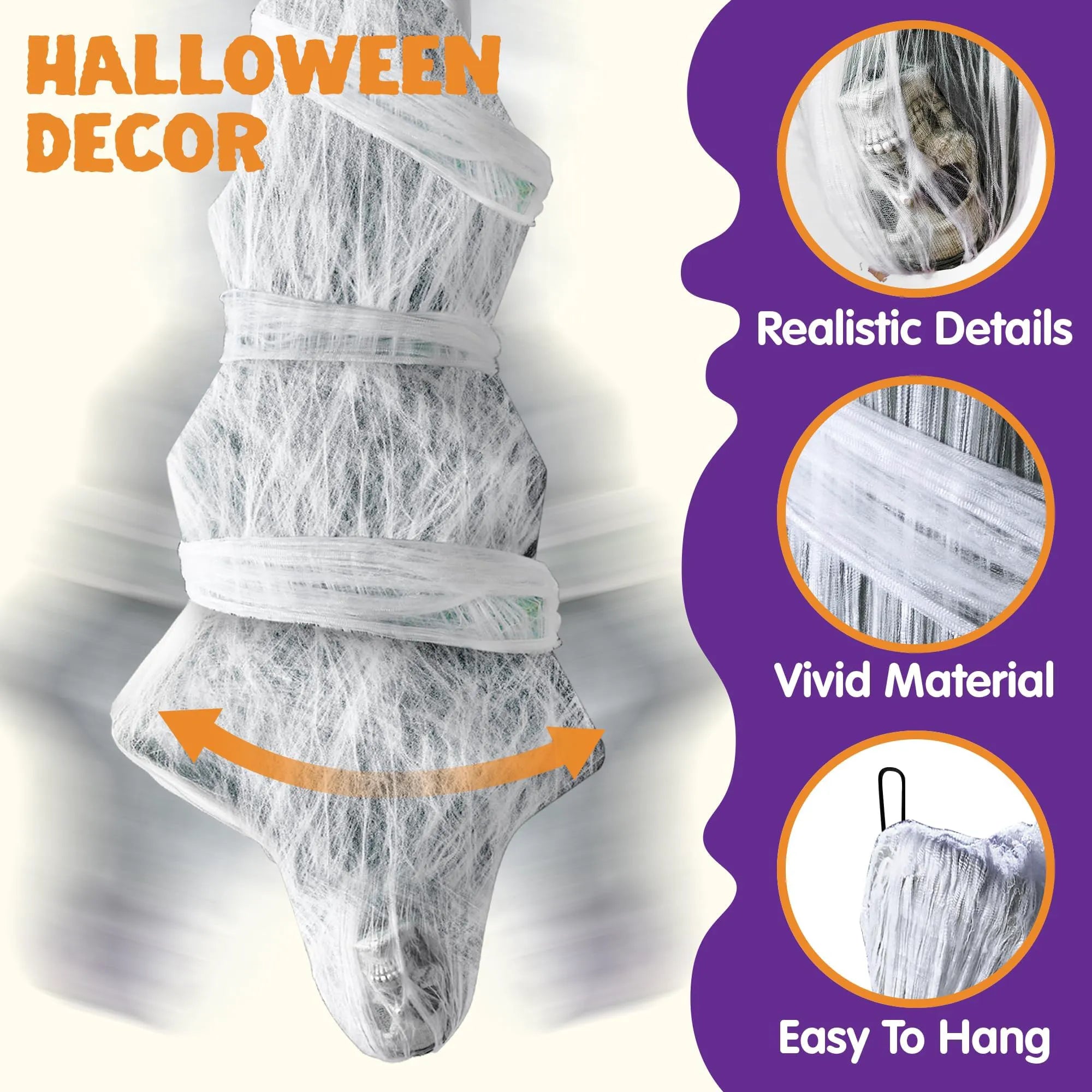 72" Halloween Hanging Cocoon Corpse for Outdoor Decorations