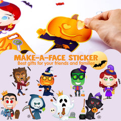 24 Halloween Make-a-Face Stickers for Kids Party Favors