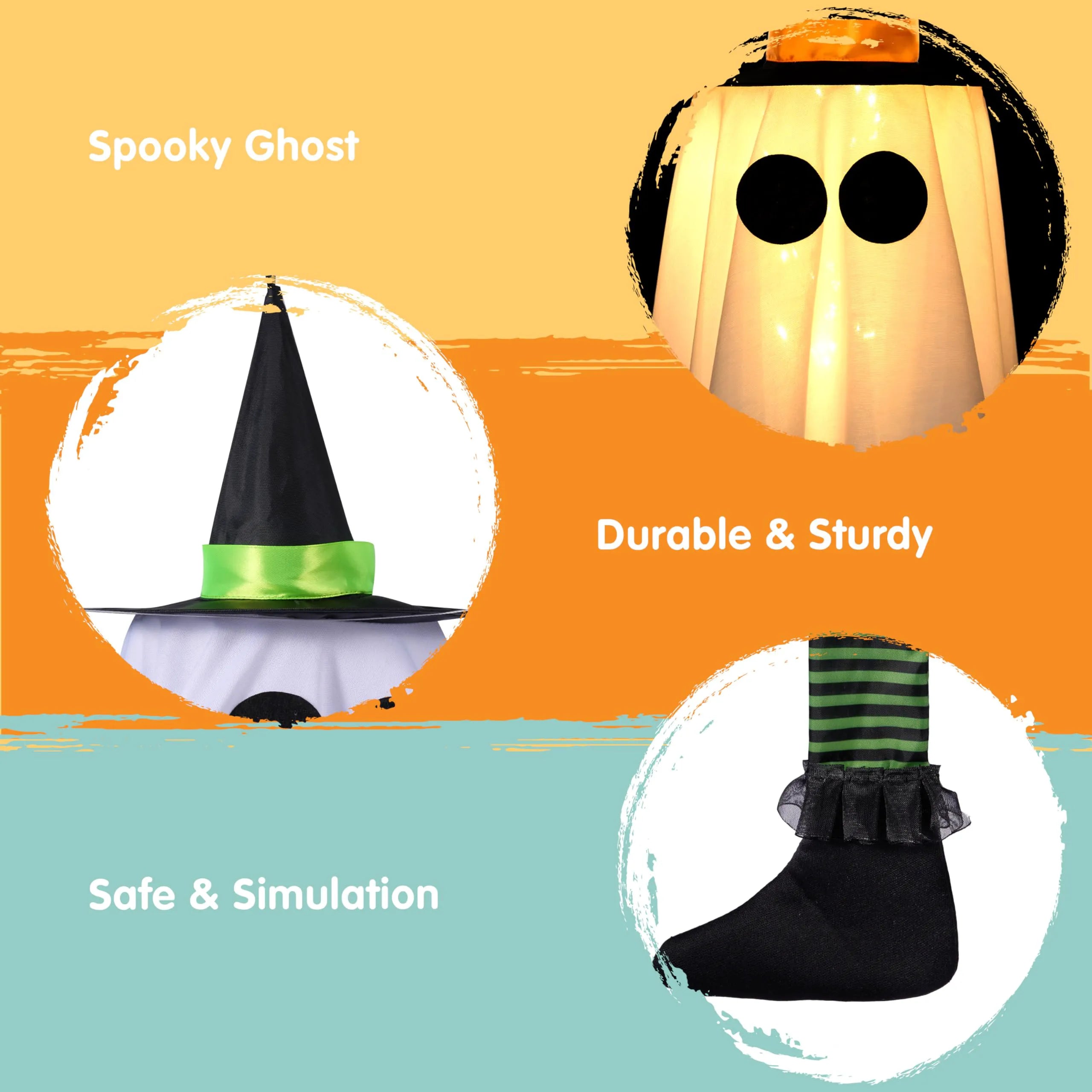 23.6" 3PCS Halloween Hanging Ghost Decorations for Outdoor Use