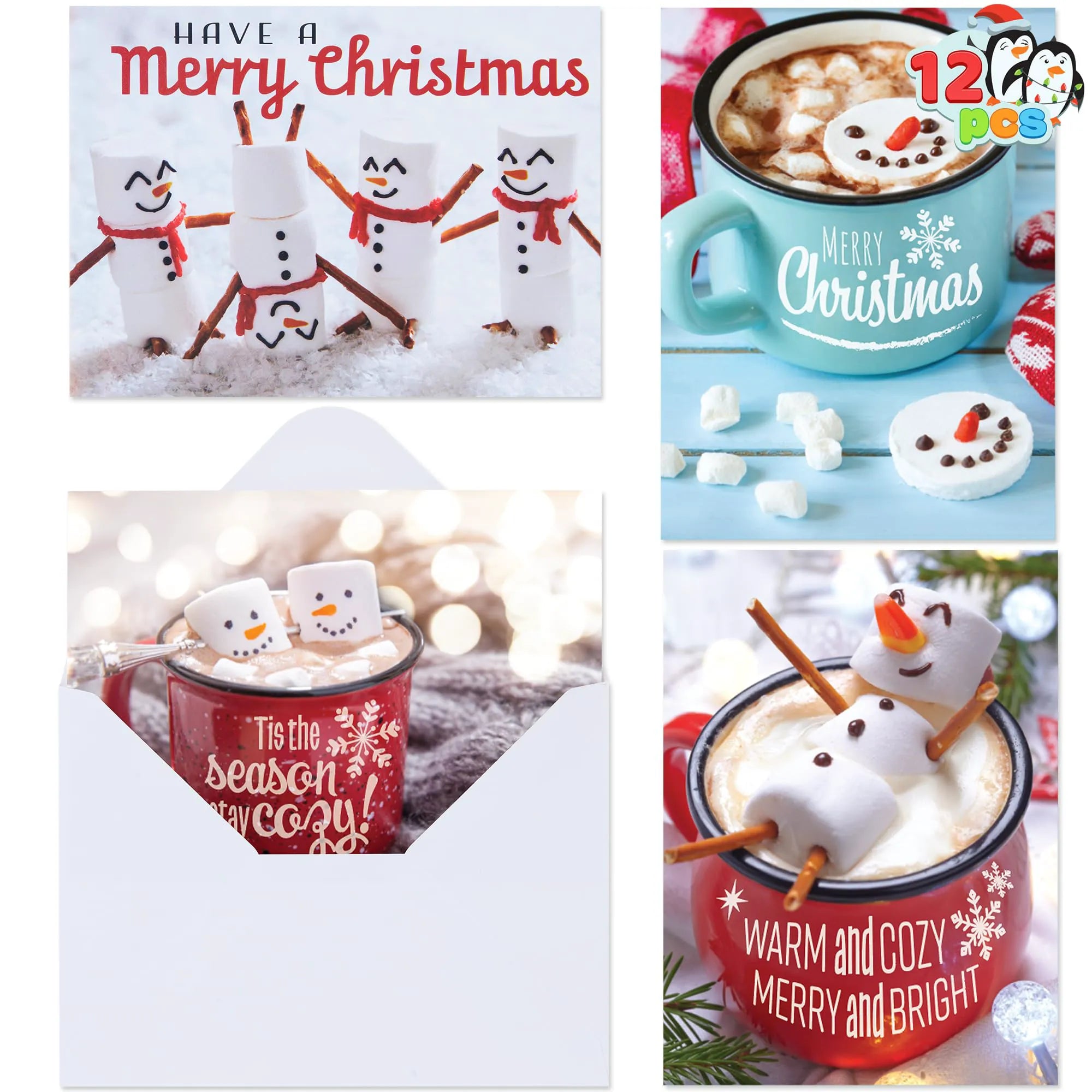 12 Pack Christmas Greeting Cards with Envelopes