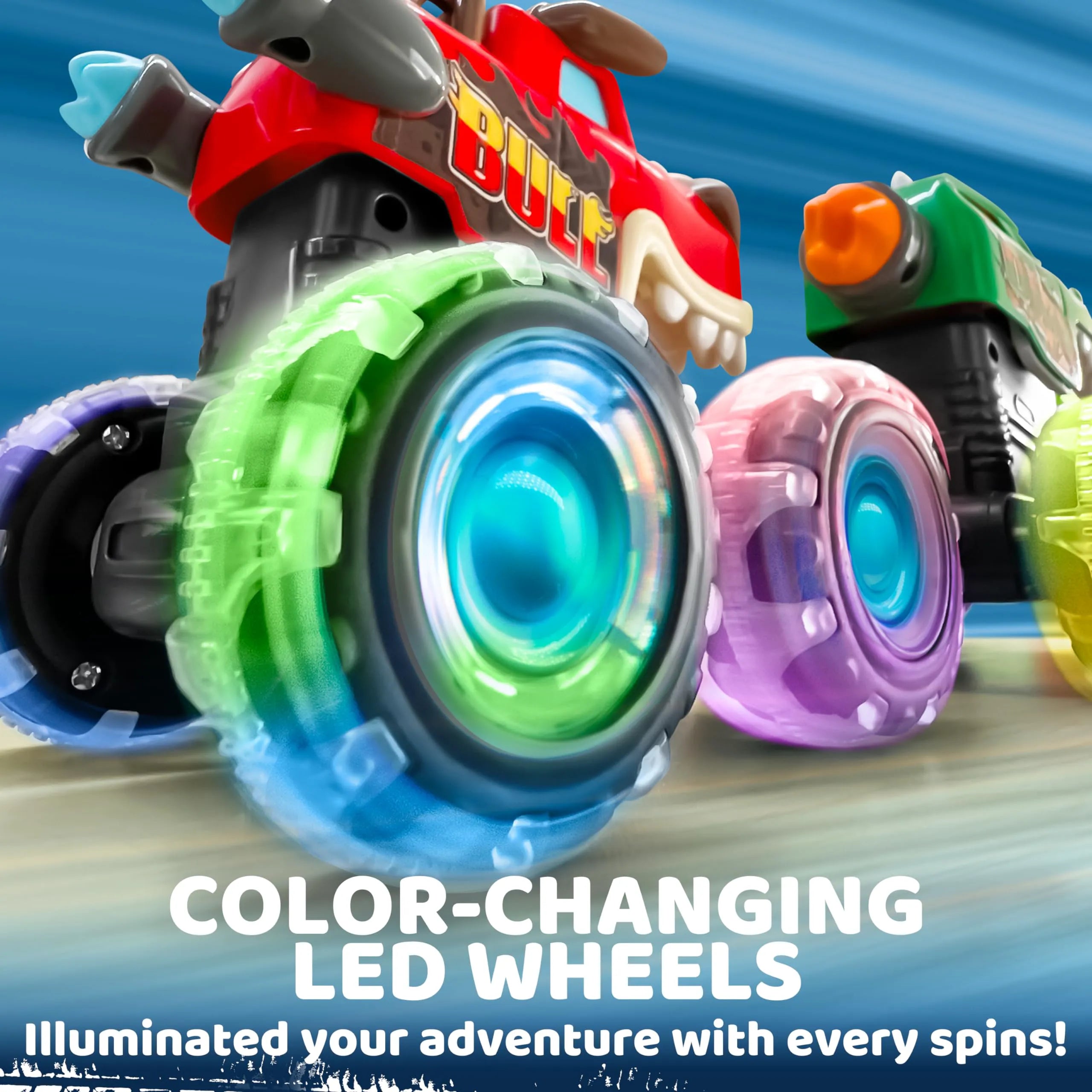 3-Pack Monster Truck Toy: Motion-Activated Light-Up Cars for Toddlers