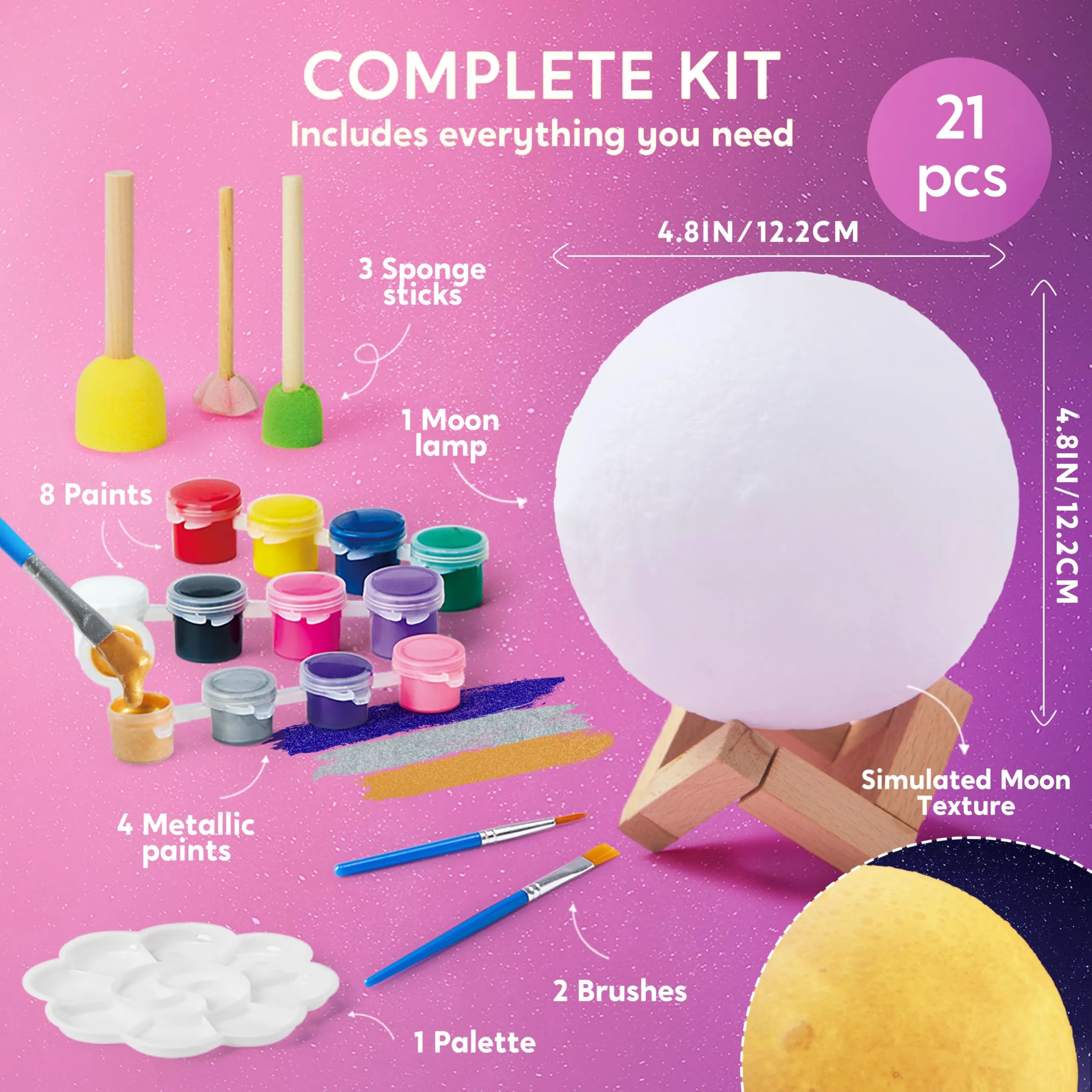 DIY 3D Moon Night Light Kit - Galaxy Lamp Arts and Crafts