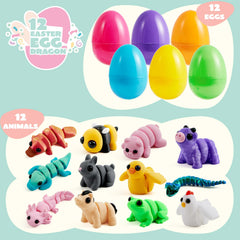 12Pcs Prefilled Easter Eggs with 3D Mini Animals