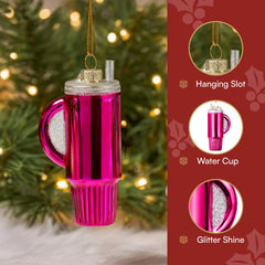 Small Red Christmas Glass Water Cup Ornament