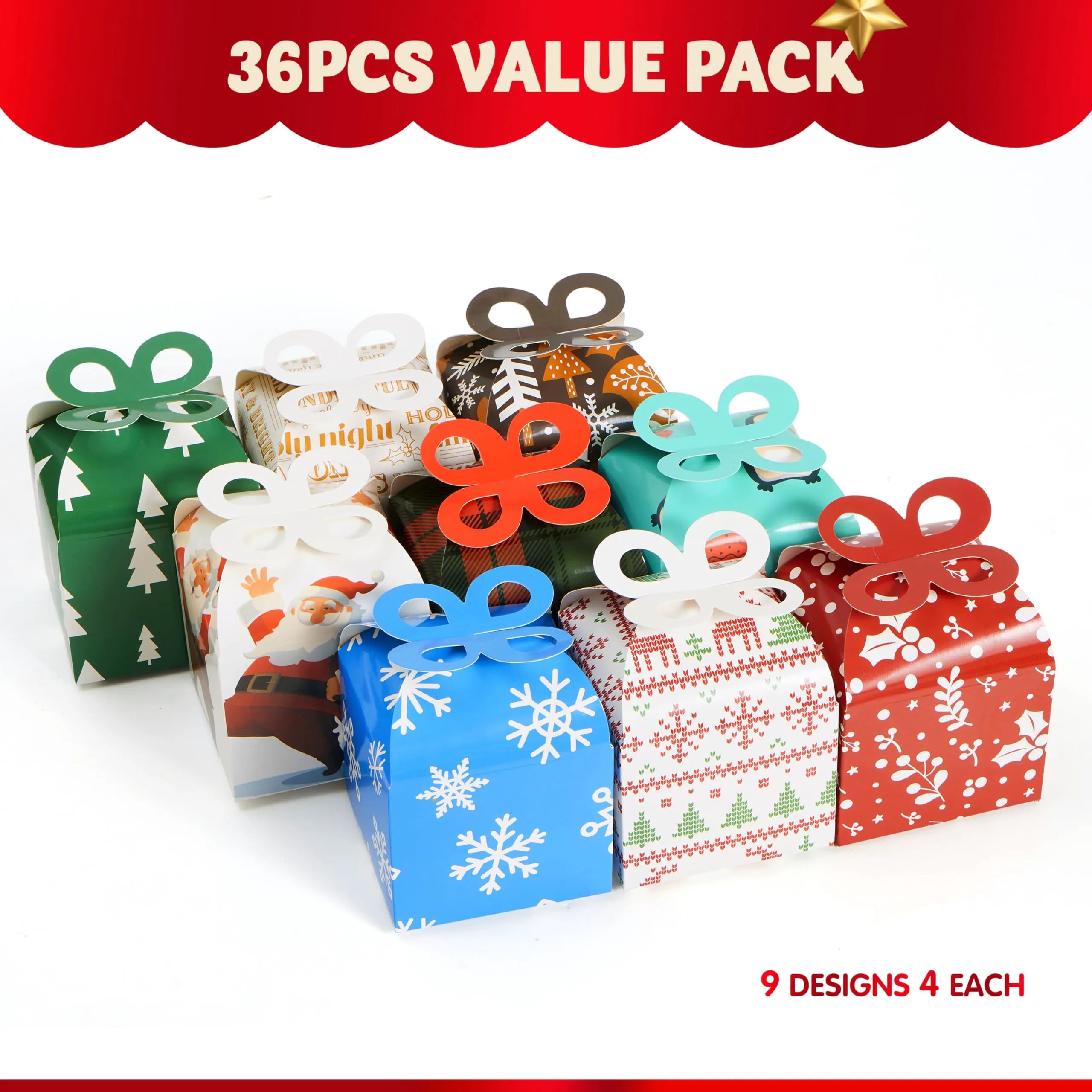 36 PCS Christmas Goody Gift Boxes with Bow