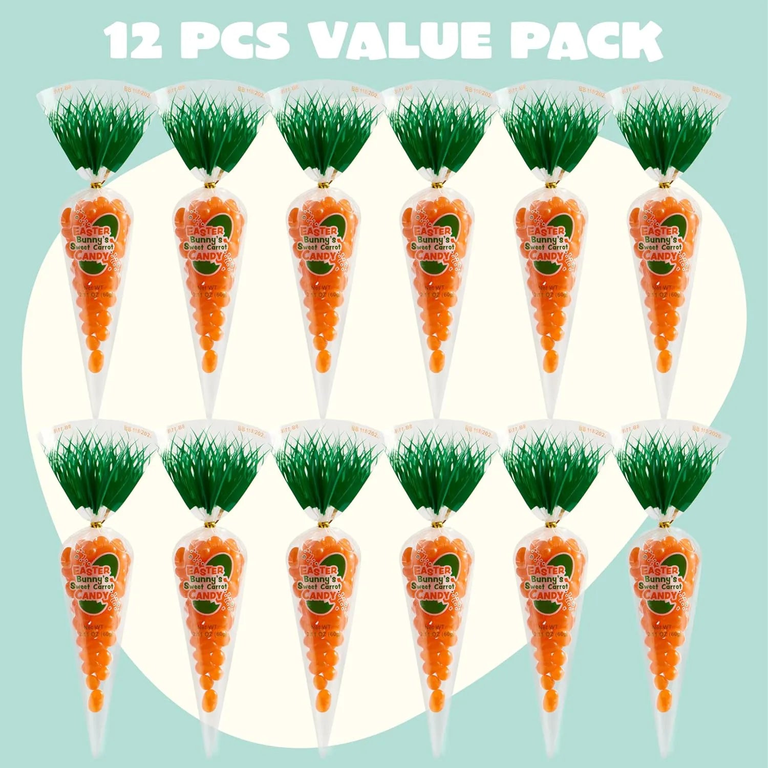 12 Pcs Easter Candy with Carrot Bags