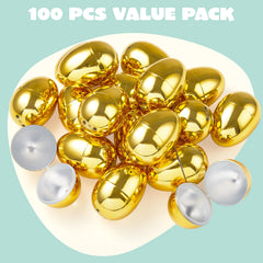 24 Gold Easter Eggs 2.3" Metallic Plastic Empty Fillable Eggs for Easter Hunt