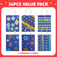 24 Pack Christmas Kraft Gift Bags