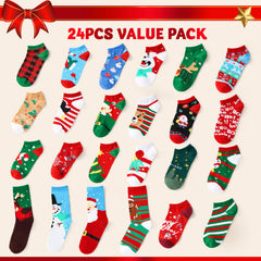 24 Days Christmas Advent Calendar with Warm Cotton Socks for Adults