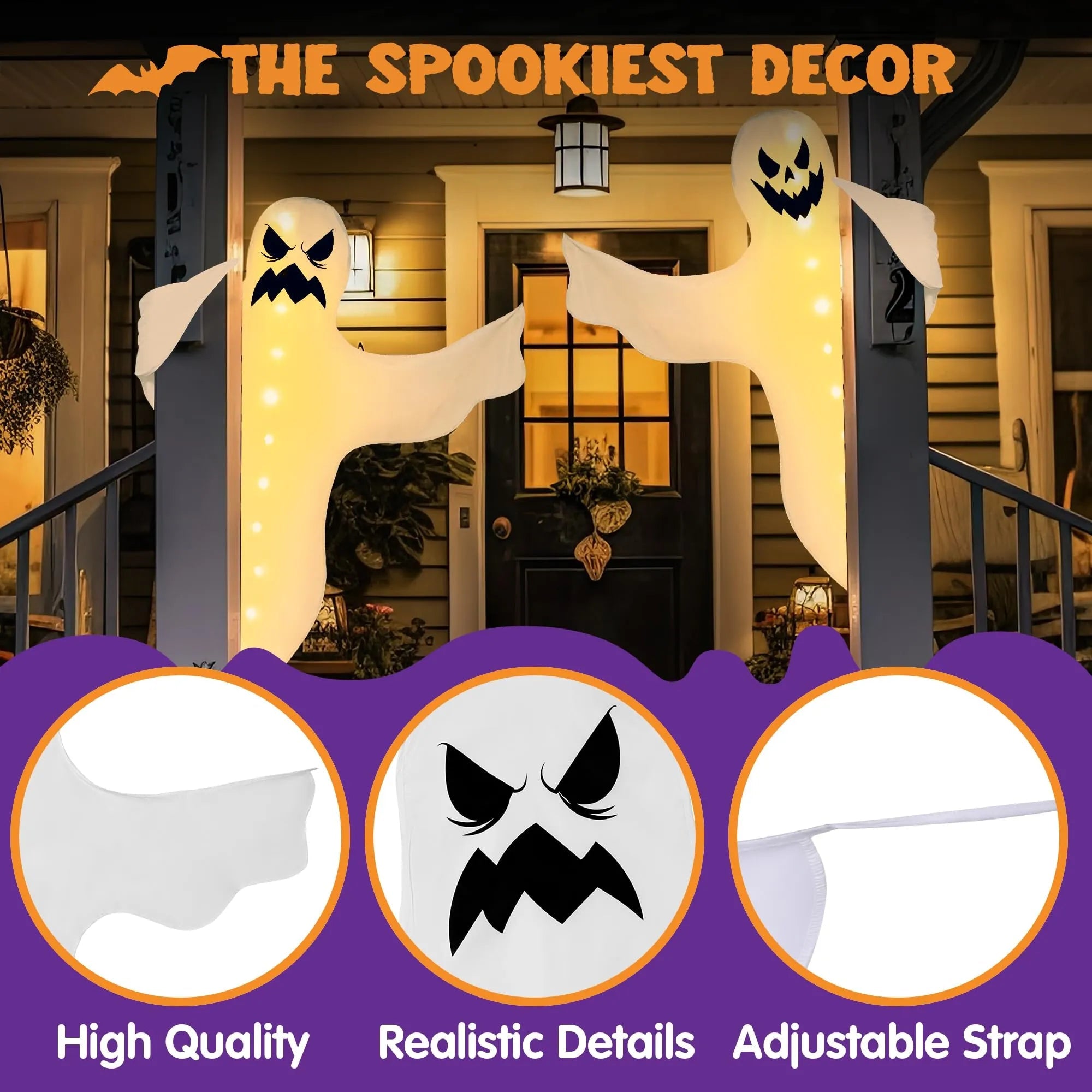 2-Pack 47in Halloween Lighted Tree Wrap Decoration