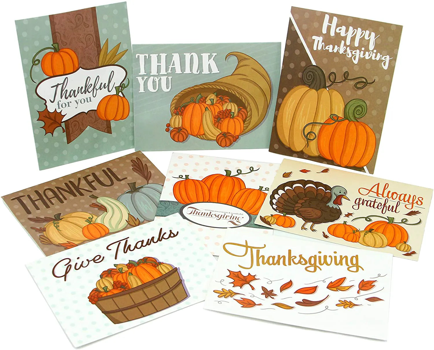 Thanksgiving Pumpkin Greeting Cards, 36 Pack