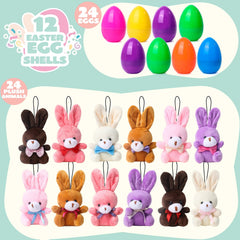 24 Plush Bunny Easter Eggs, 3.2 Inches, Prefilled