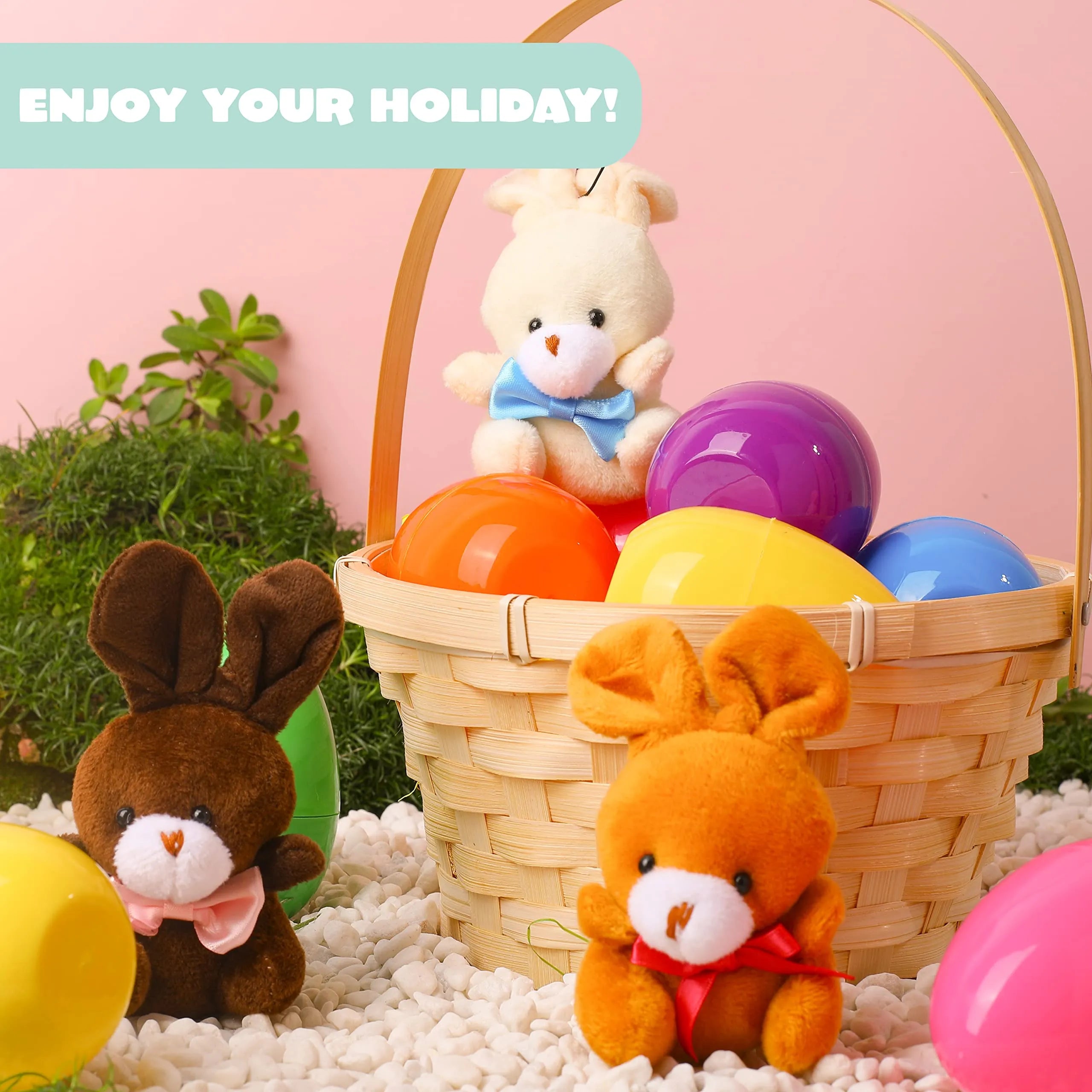 24 Plush Bunny Easter Eggs, 3.2 Inches, Prefilled