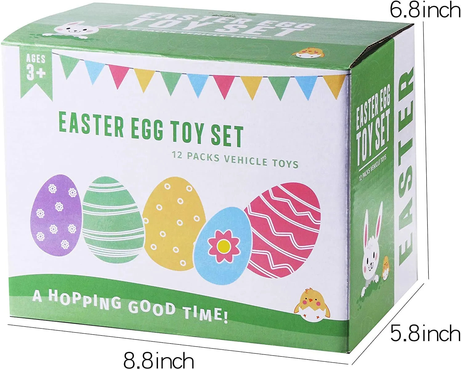 12-Pack 3.8-Inch Easter Eggs with Pull-Back Monster Cars & Trucks for Egg Hunts