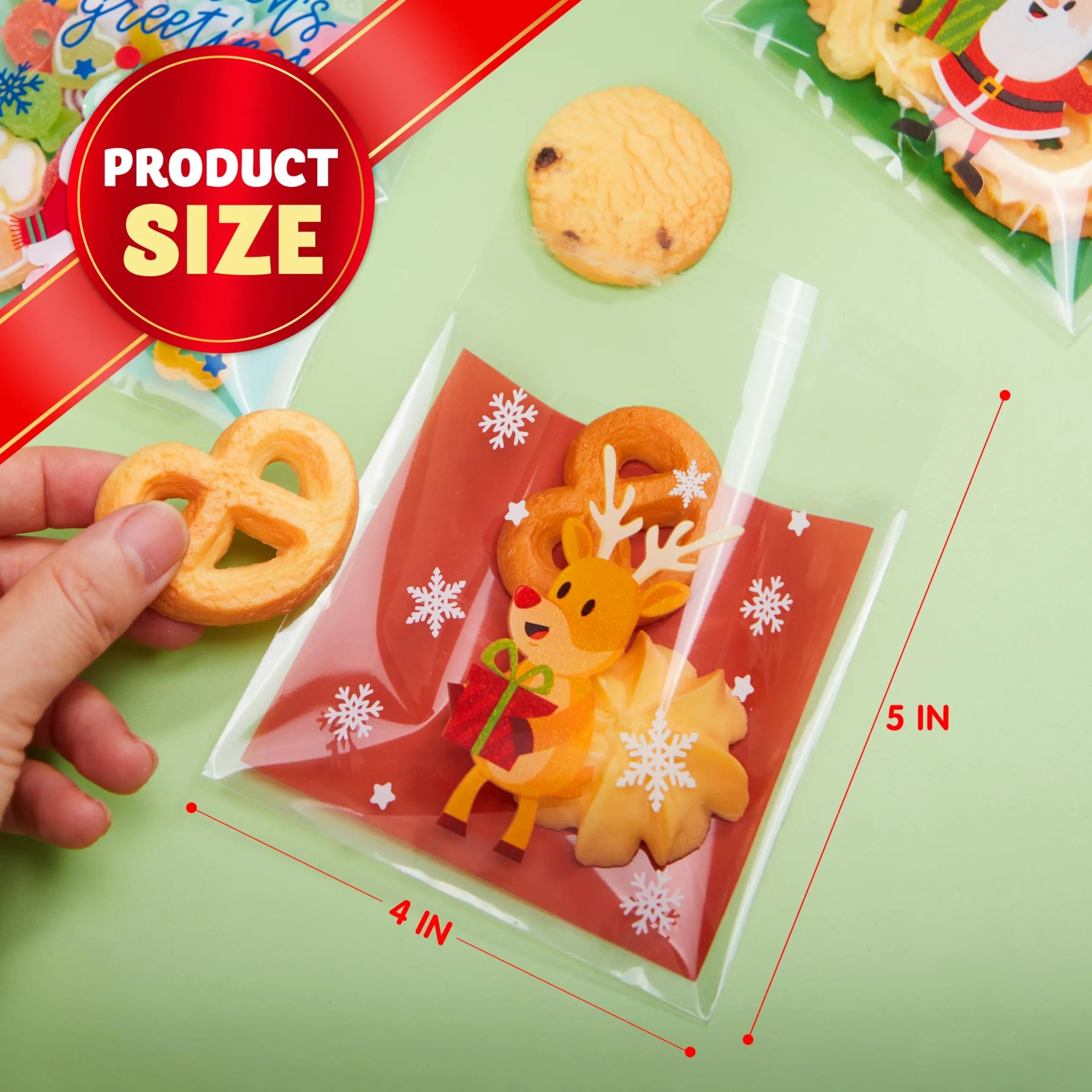 300-Pack Christmas Cellophane Candy Treat Bags