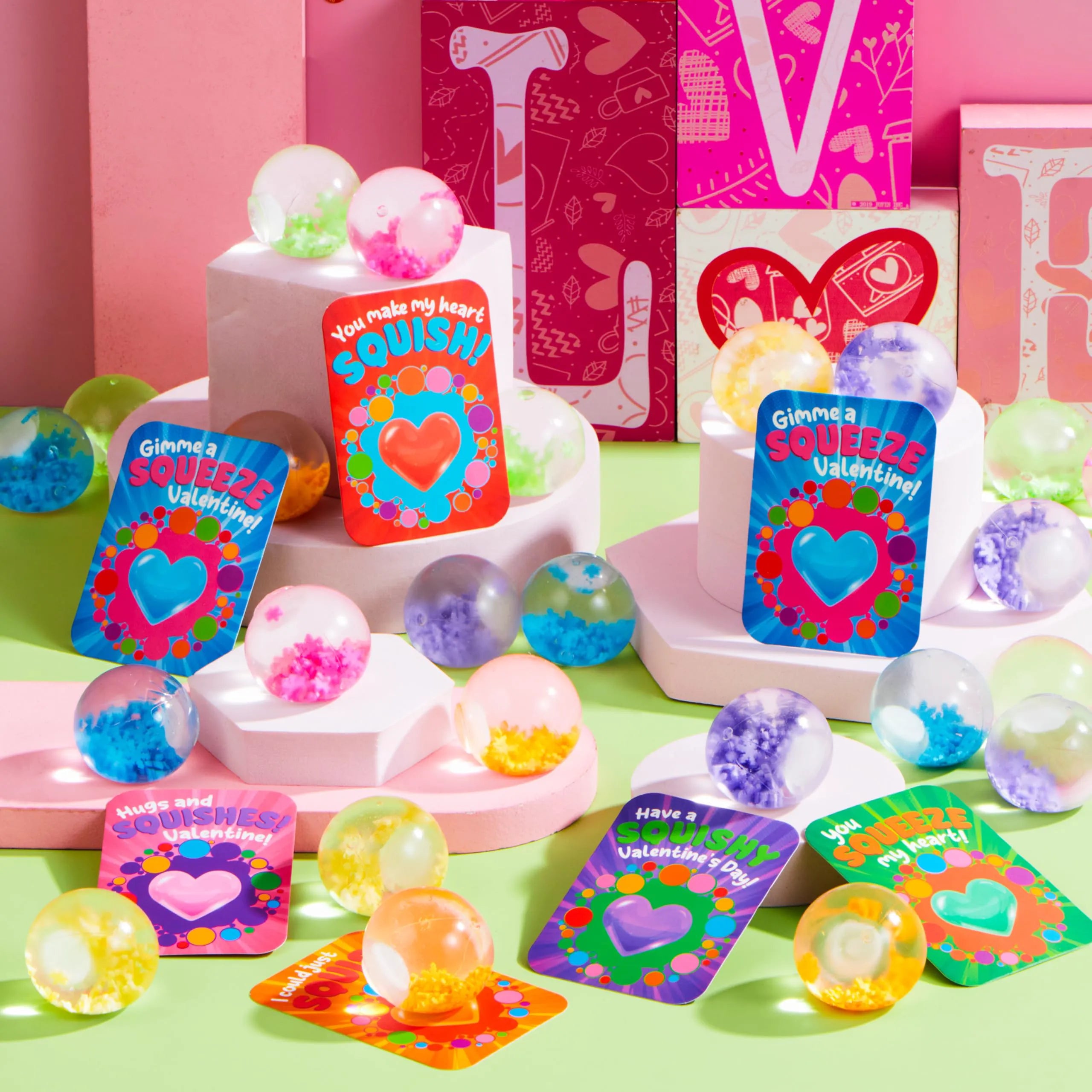 30 Valentine's Day Stress Balls with Cards
