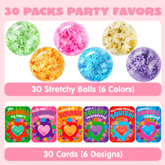 30 Valentine's Day Stress Balls with Cards