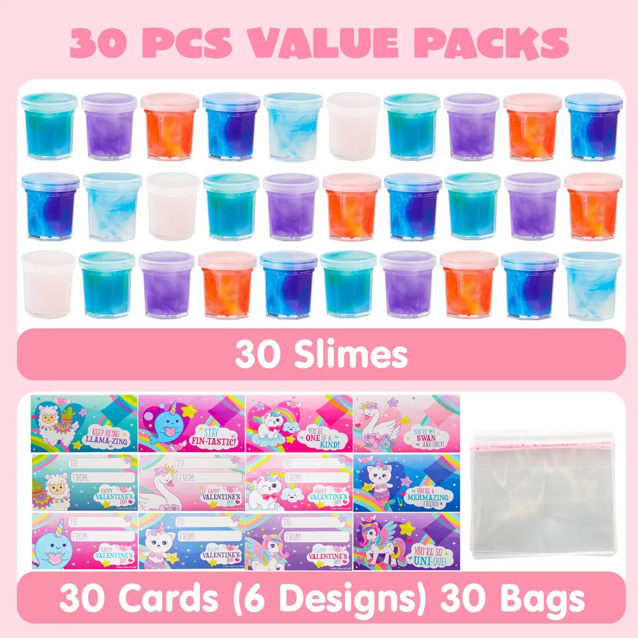 30 Pack Fantasy Slime with Cards - Stress Relief Fidget Toy