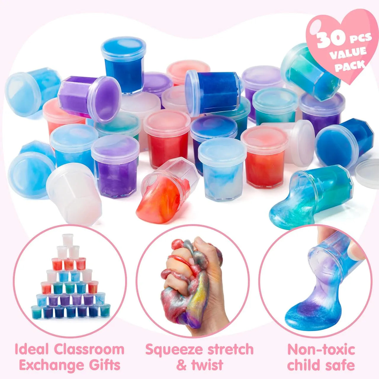 30 Pack Fantasy Slime with Cards - Stress Relief Fidget Toy
