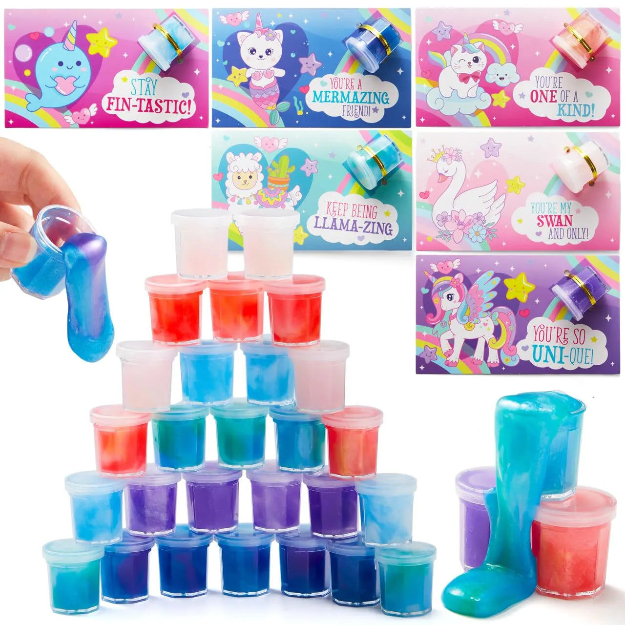30 Pack Fantasy Slime with Cards - Stress Relief Fidget Toy