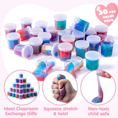 30 Pack Galaxy Slime Fidget Toy with Irregular Cards for Stress Relief