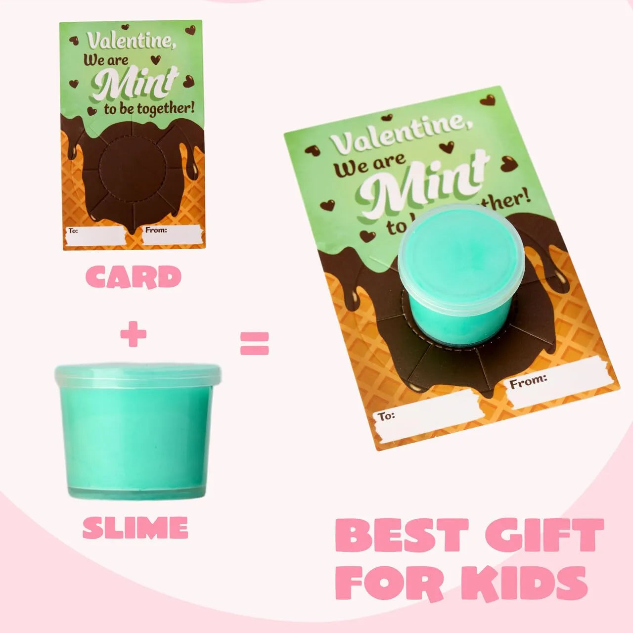 30 Packs 6 Designs Valentine's Day Cards with Butter Slime Stress Relief Fidget Toys
