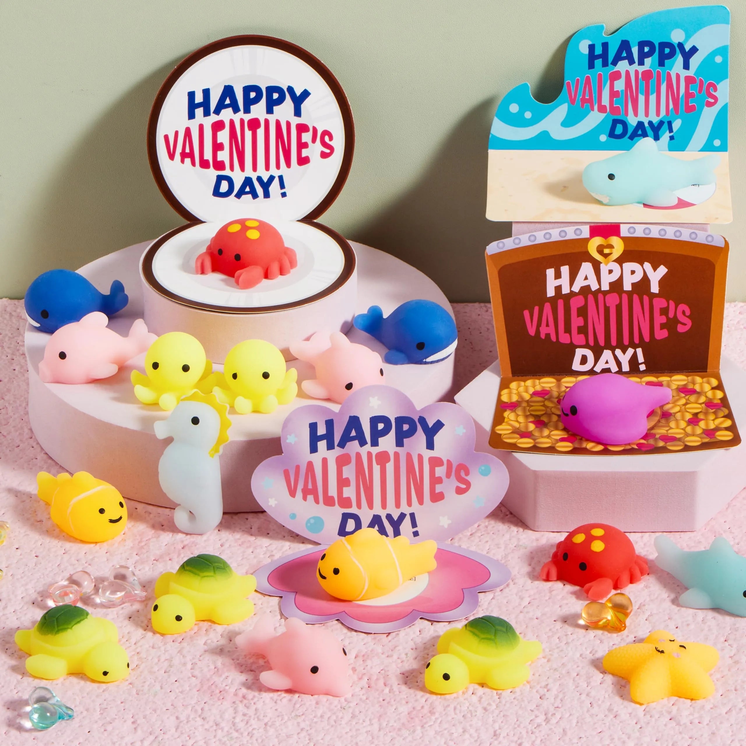 30-Pack Valentine's Day Cards with Mochi Squishy Toys for Kids' Exchange Prizes