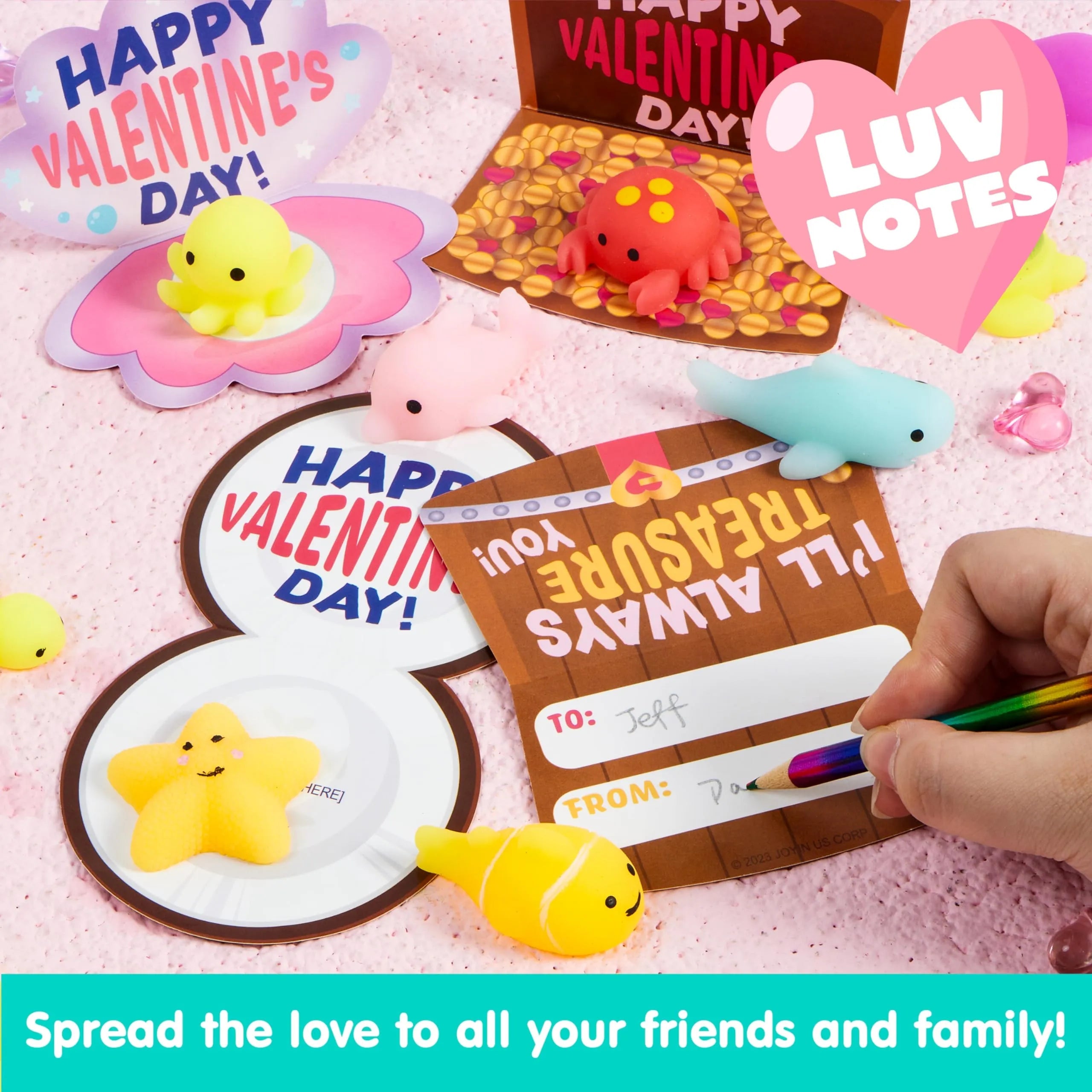 30-Pack Valentine's Day Cards with Mochi Squishy Toys for Kids' Exchange Prizes