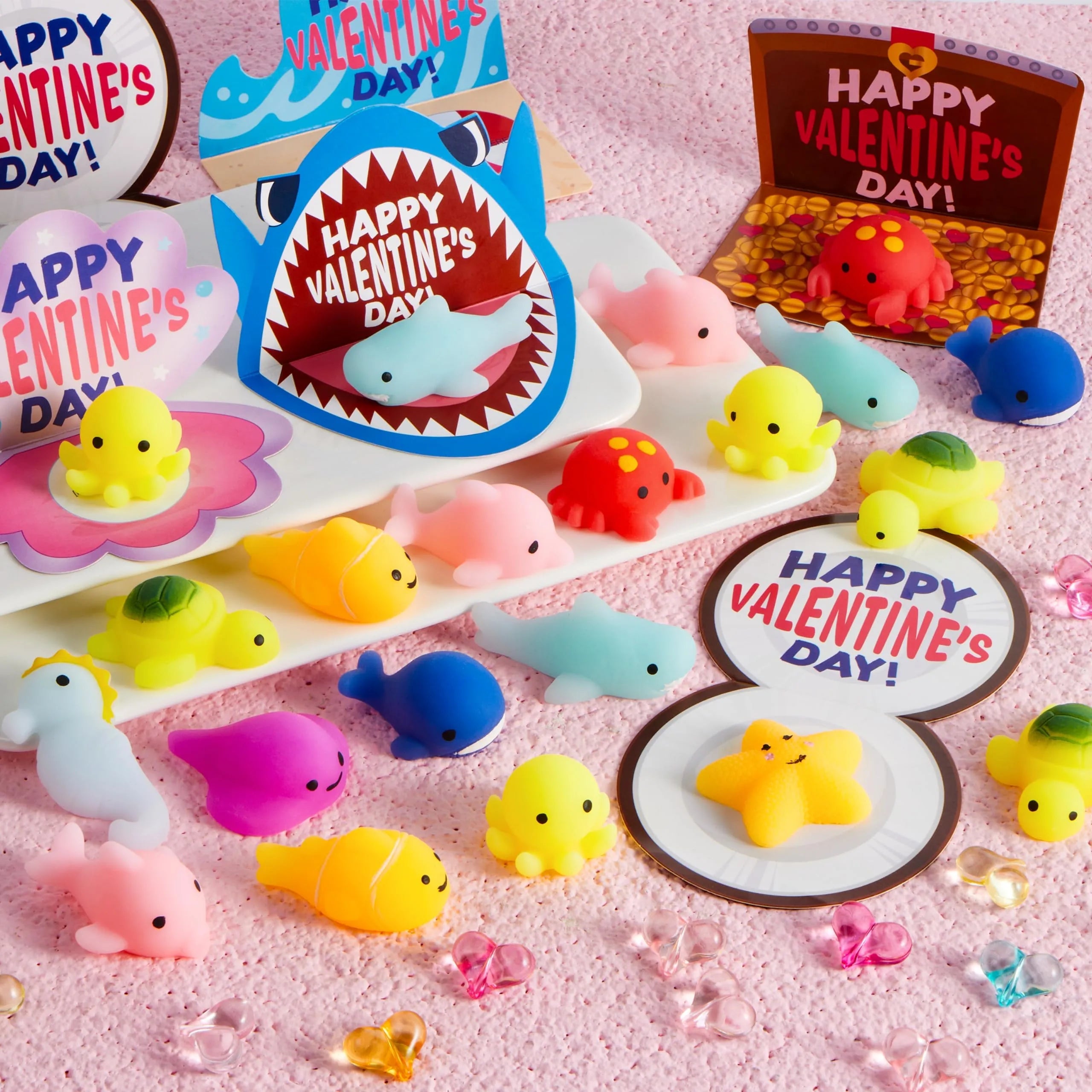 30-Pack Valentine's Day Cards with Mochi Squishy Toys for Kids' Exchange Prizes