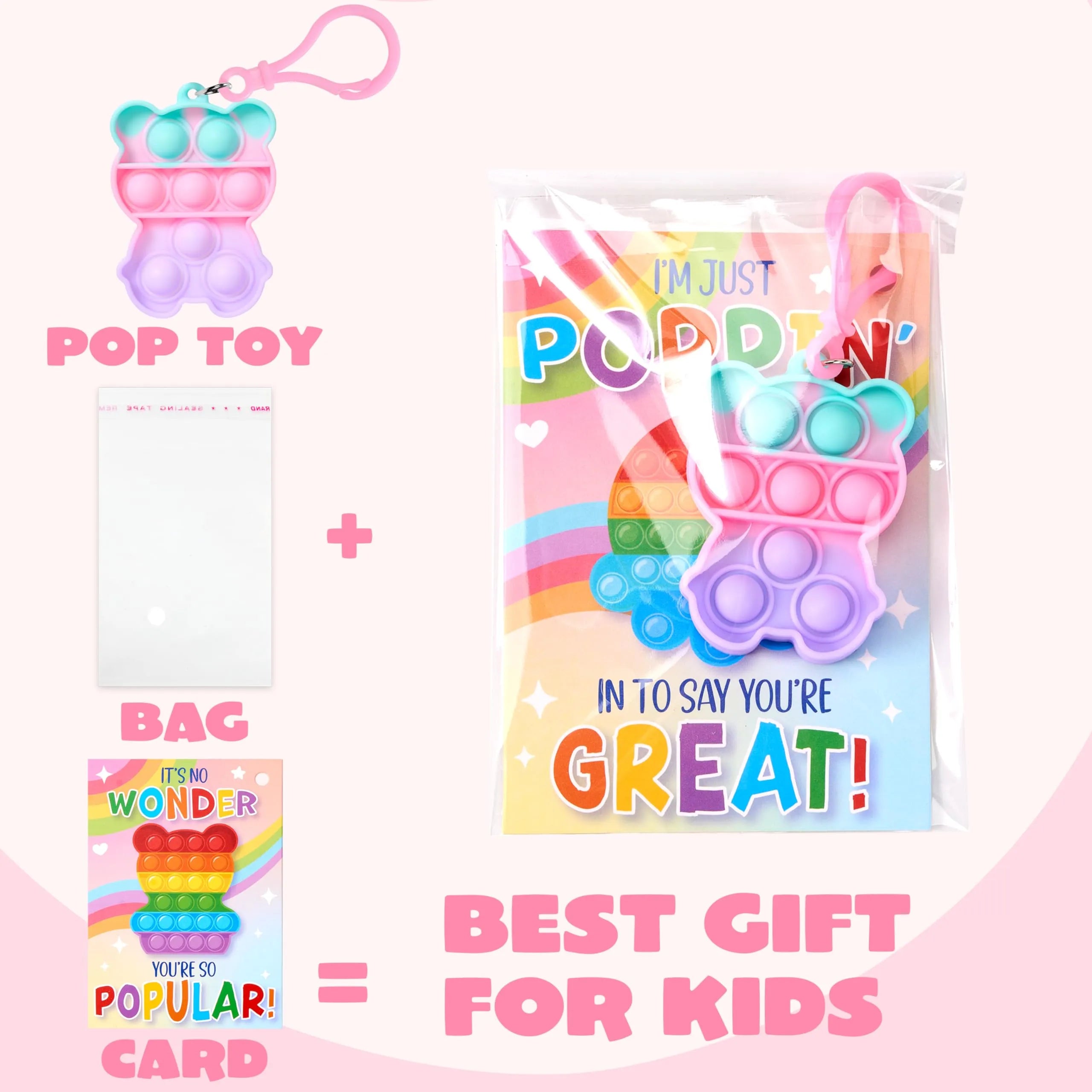 30 Packs Valentine’s Day 6-Design Gift Cards with Multi-Shape Toys