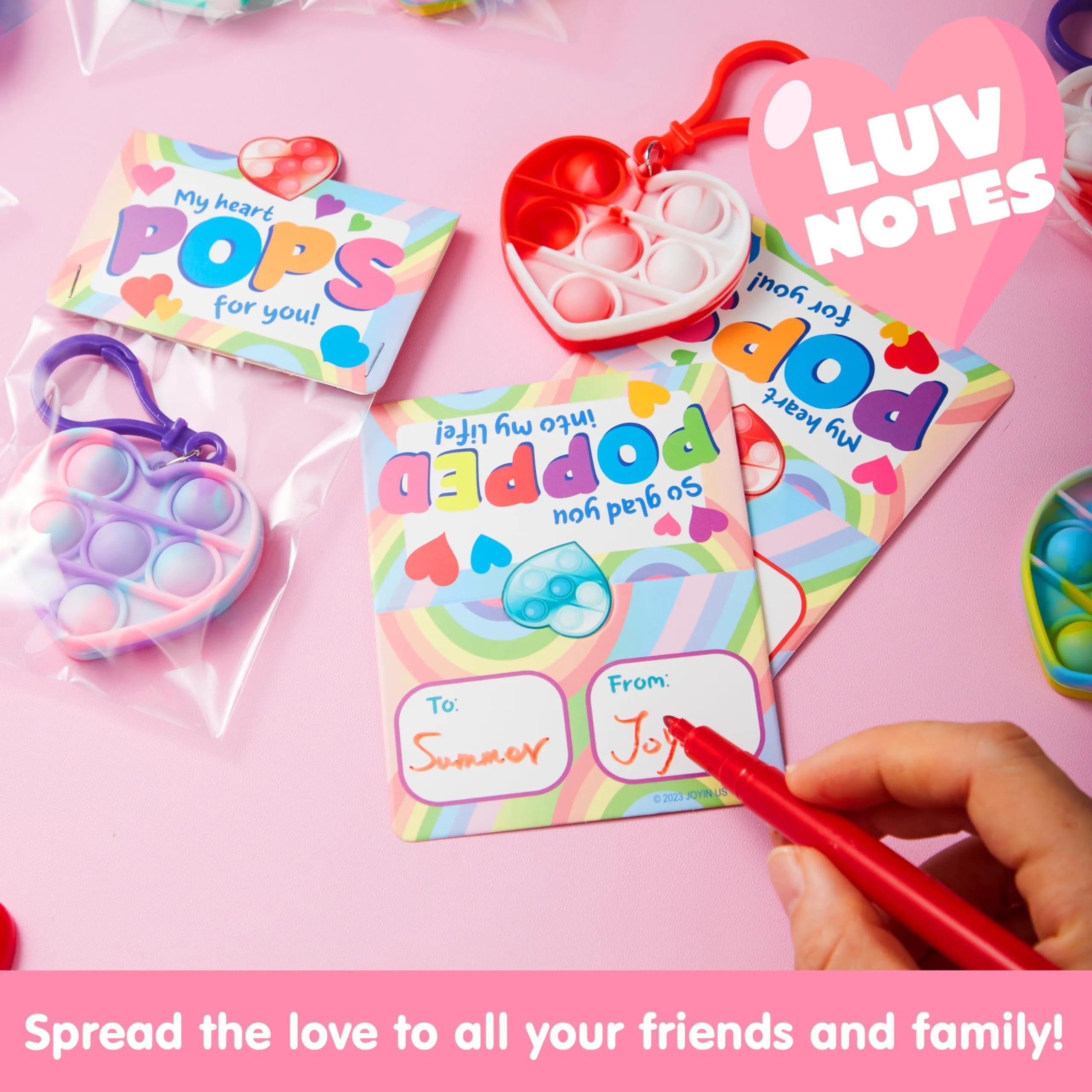 30 Pack Valentine's Day Heart-Shaped Stress Relief Fidget Toy Gift Cards