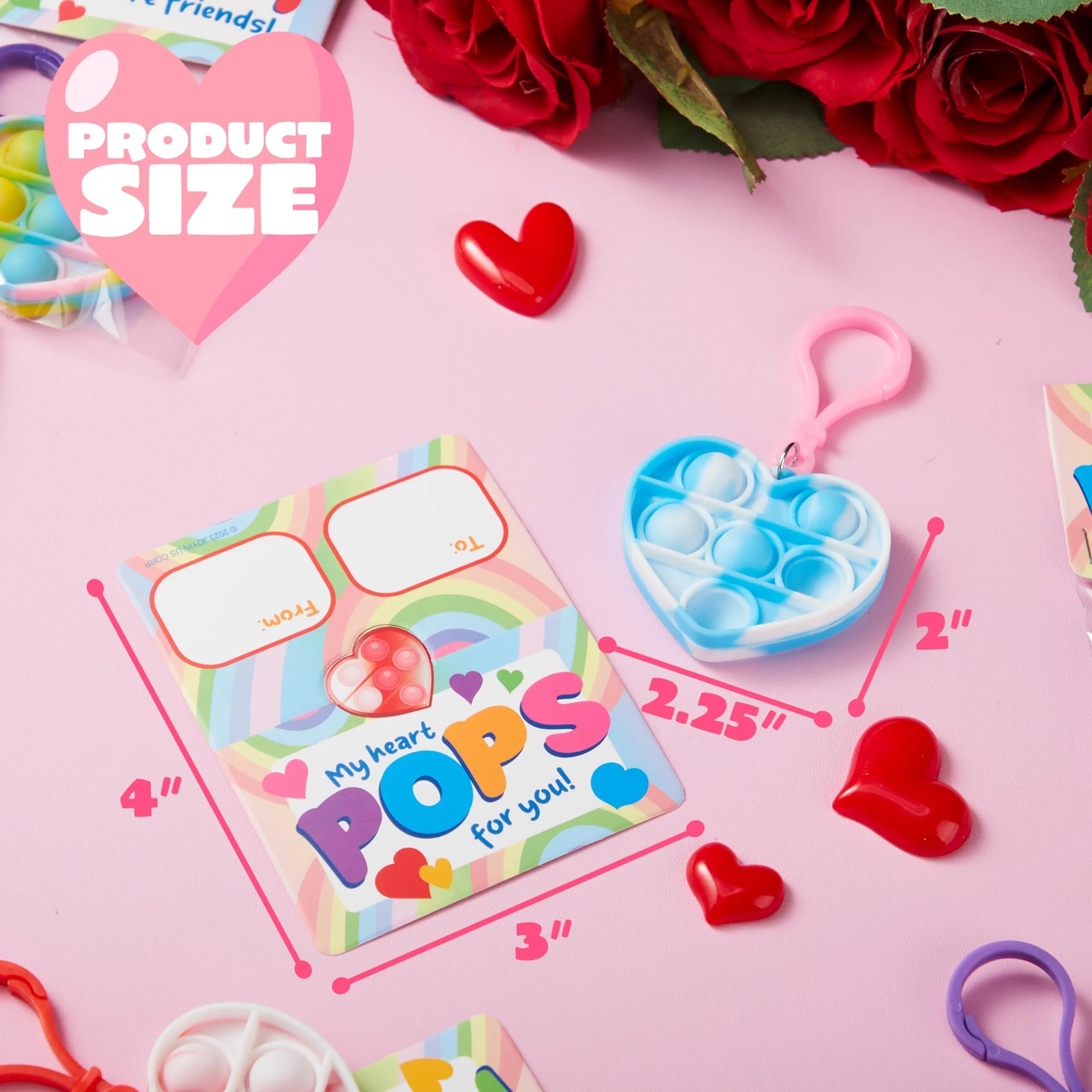 30 Pack Valentine's Day Heart-Shaped Stress Relief Fidget Toy Gift Cards