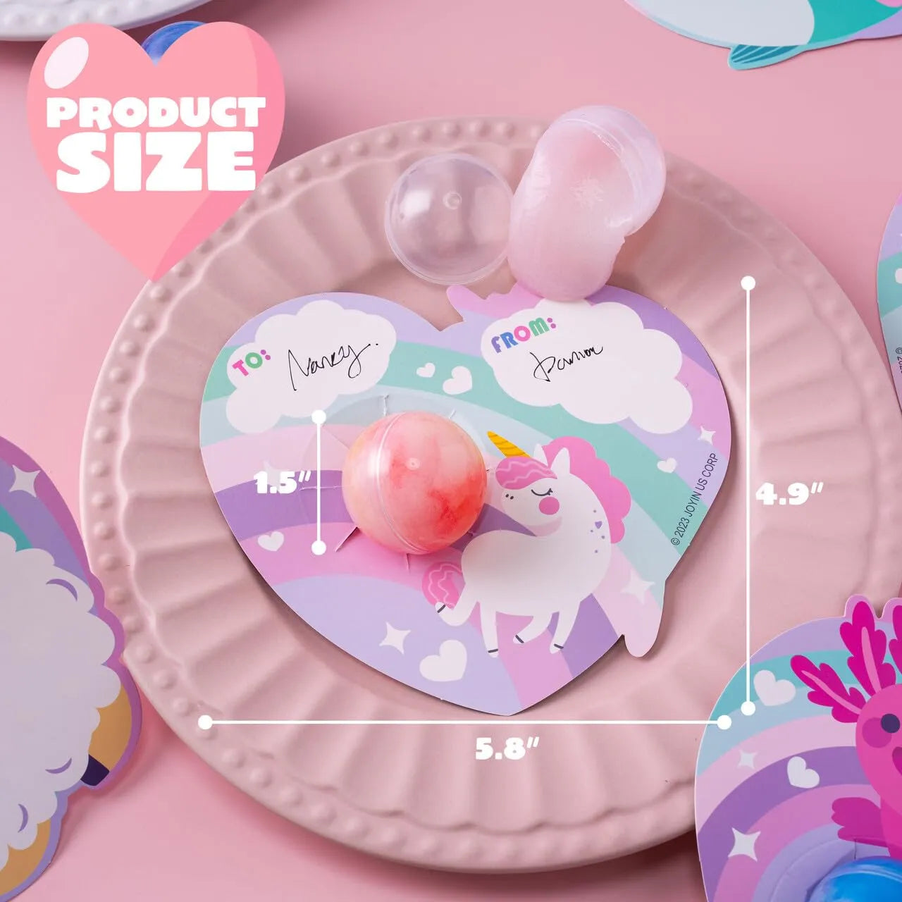 30-Pack Valentine's Day Cards with Rainbow Slime Fidget Toys for Classroom Exchange