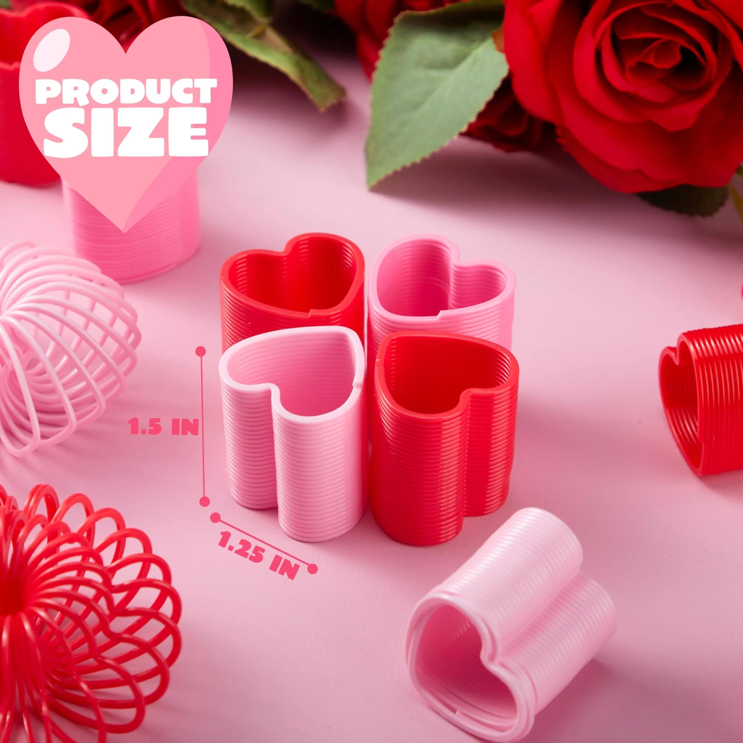 30 Packs Valentine's Day Multi-Color Heart Coil Springs Toys for Kids Classroom Exchange