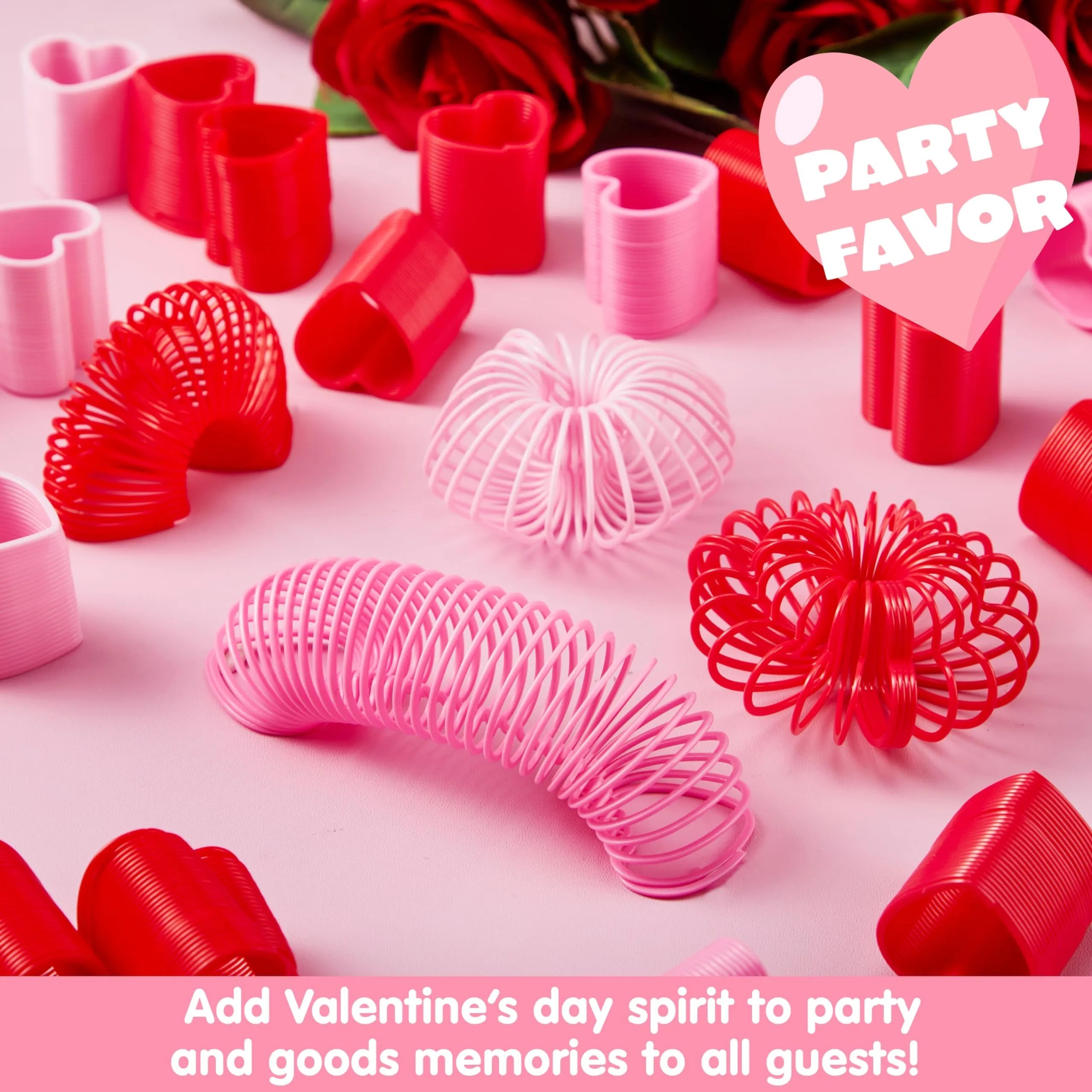 30 Packs Valentine's Day Multi-Color Heart Coil Springs Toys for Kids Classroom Exchange
