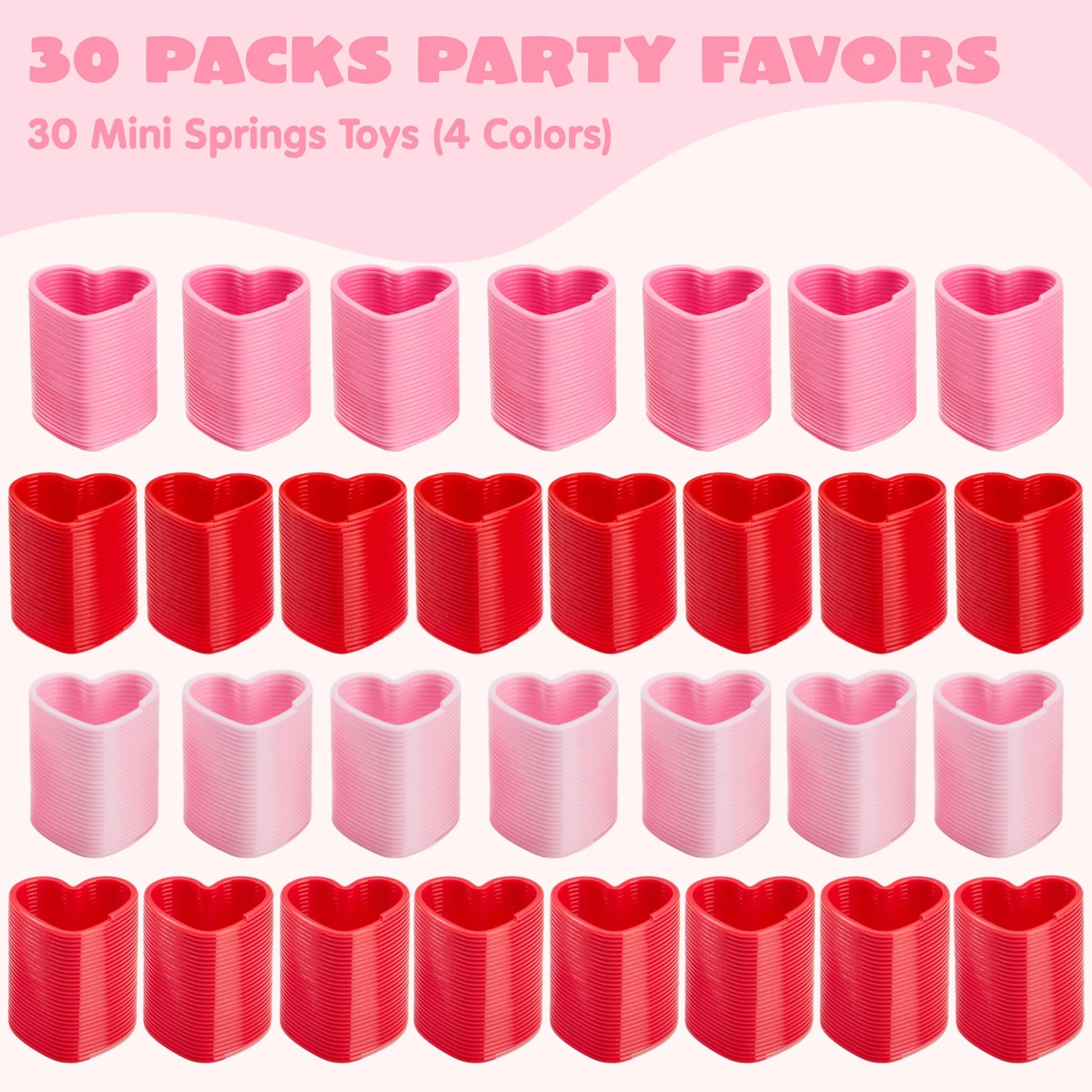 30 Packs Valentine's Day Multi-Color Heart Coil Springs Toys for Kids Classroom Exchange