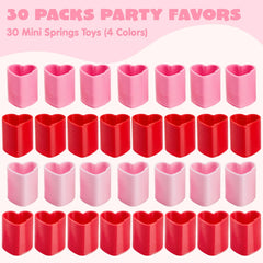 30 Packs Valentine's Day Multi-Color Heart Coil Springs Toys for Kids Classroom Exchange