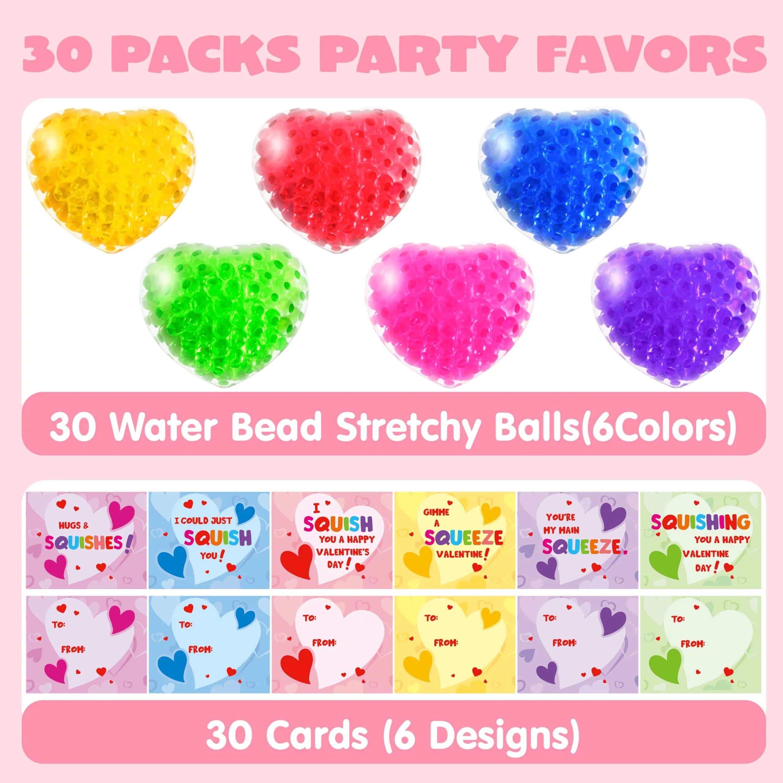 30 Packs Valentine's Day Water Droplet Heart Balls with Hangers
