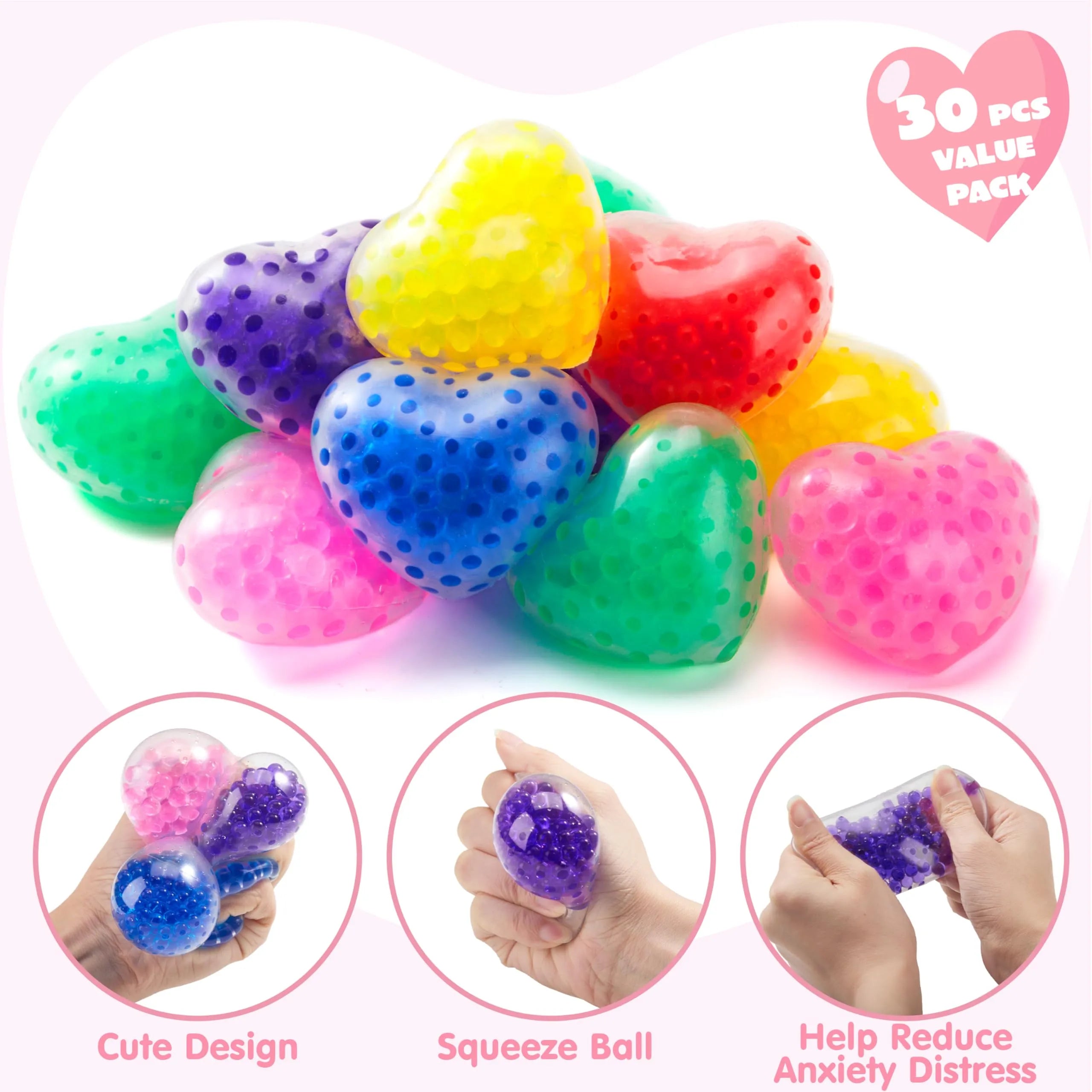 30 Packs Valentine's Day Water Droplet Heart Balls with Hangers