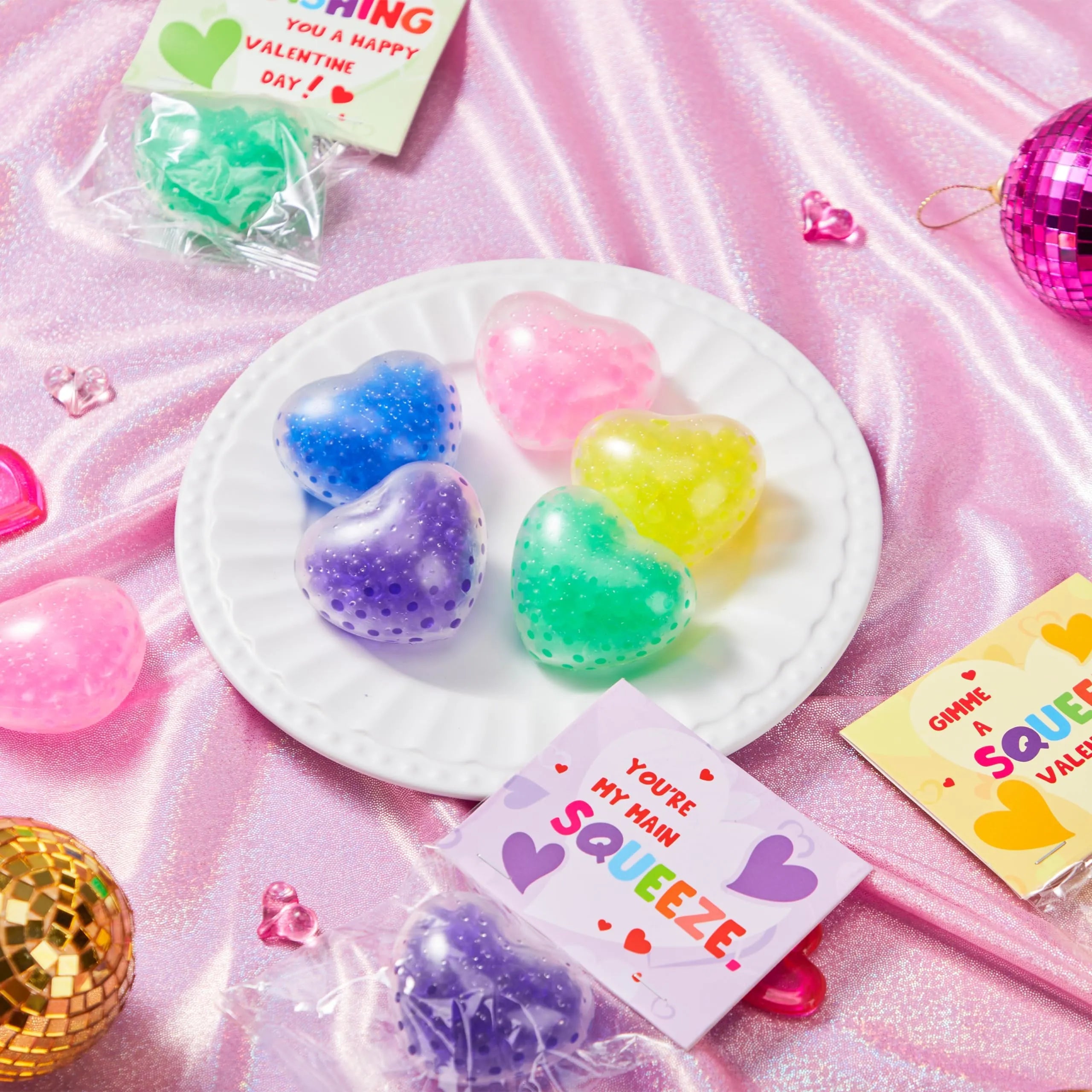 30 Packs Valentine's Day Water Droplet Heart Balls with Hangers