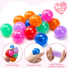 30 Packs Valentine's Day Water Droplets Stretchy Balls with Cards